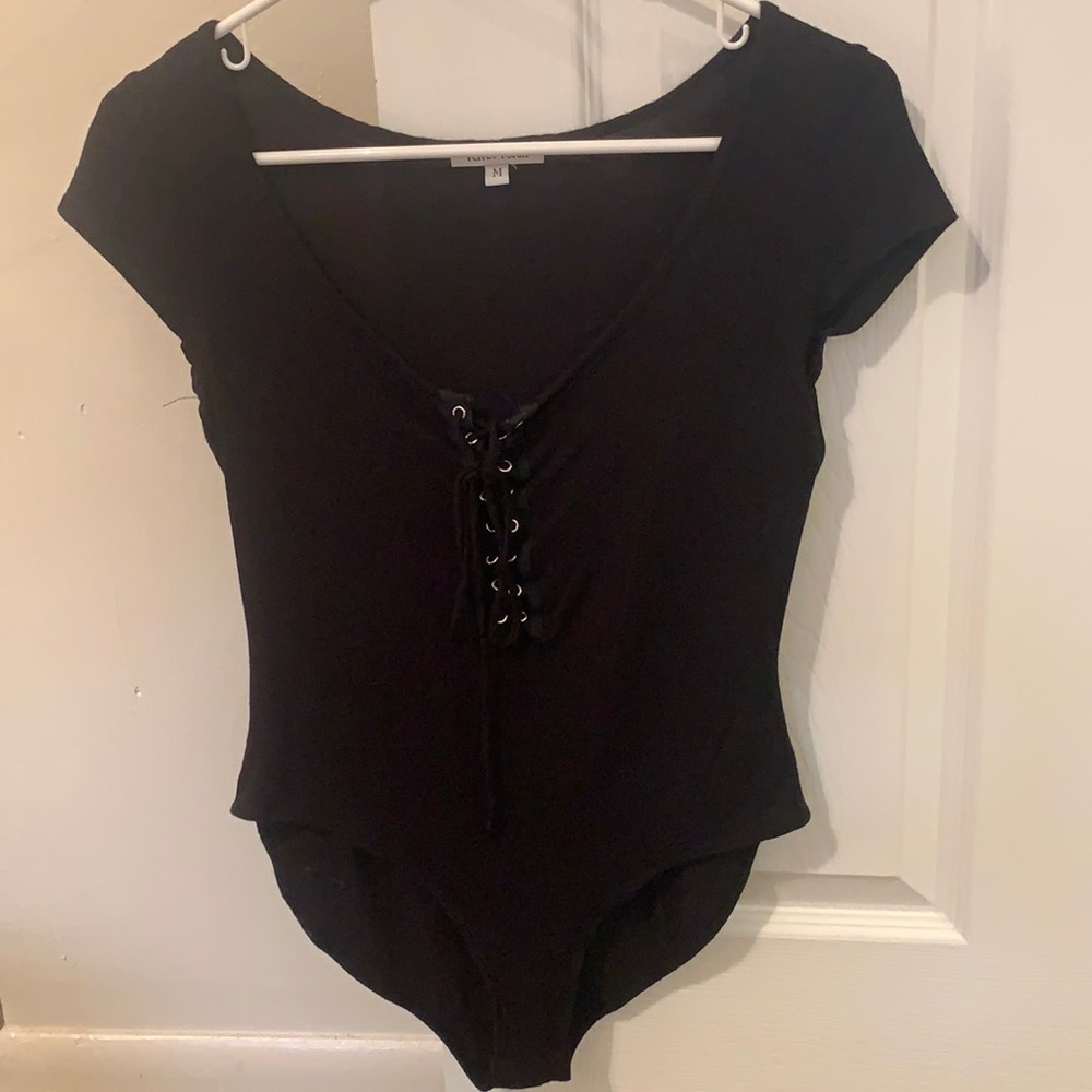 Black lace up body suit